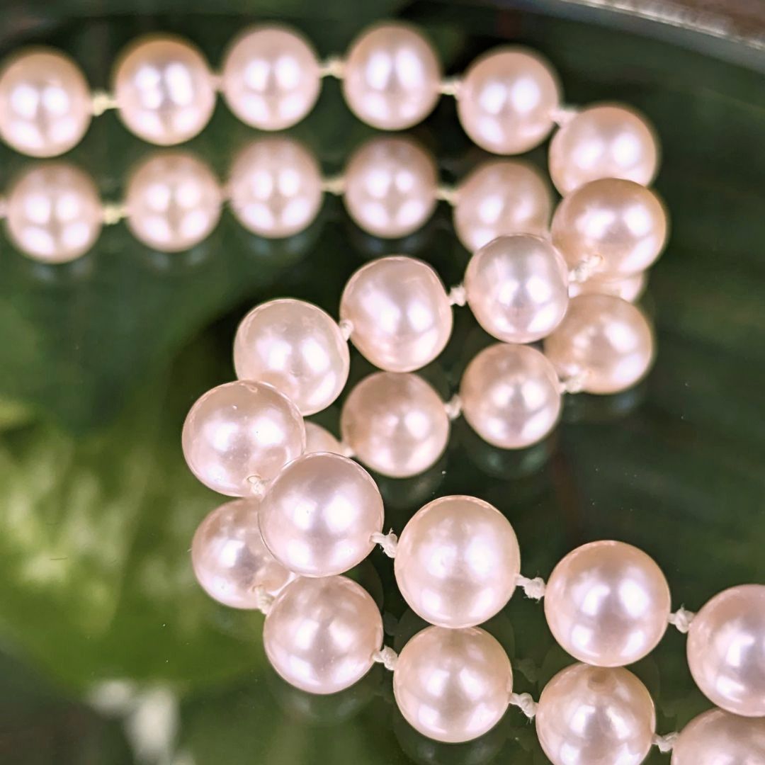 20" Genuine Pink Cultured Pearl Necklace 58-Count 6.5-7.3mm 14K Clasp