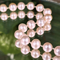 20" Genuine Pink Cultured Pearl Necklace 58-Count 6.5-7.3mm 14K Clasp