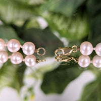 20" Genuine Pink Cultured Pearl Necklace 58-Count 6.5-7.3mm 14K Clasp