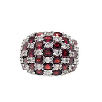 Fuzion Creations Sterling Silver Garnet & White Topaz Dome Ring - Size 7,  9.1g