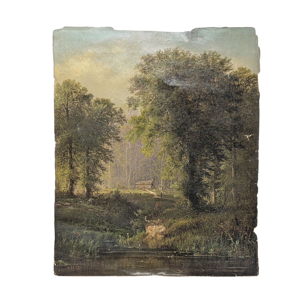 Herman Geyer 19th c. Hudson River School Style Landscape, Oil on Canvas