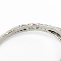 MG Lovebird Art Deco 18K White Gold OEC Diamond Filigree Engagement Ring, Sz 6.5