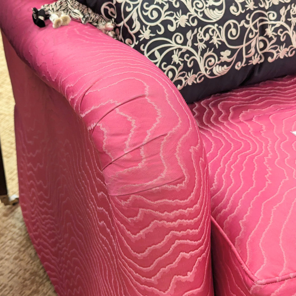 Pair of Wesley Hall Custom Swivel Glider Club Chairs - Designer Pink Fabric (With Covers)