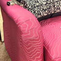 Pair of Wesley Hall Custom Swivel Glider Club Chairs - Designer Pink Fabric (With Covers)