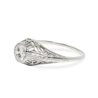 Antique Art Deco 18K White Gold 0.60ct Old European Cut Diamond Ring - Sz 6.5