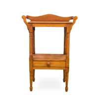 Antique 19th c. Pine Washstand Table w/ Drawer & Towel Bars, Knapp Joint Joinery