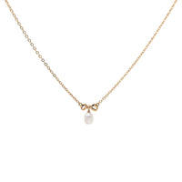 Vintage Princess Pride 14K Gold Cultured Pearl Bow Pendant Necklace, 16"