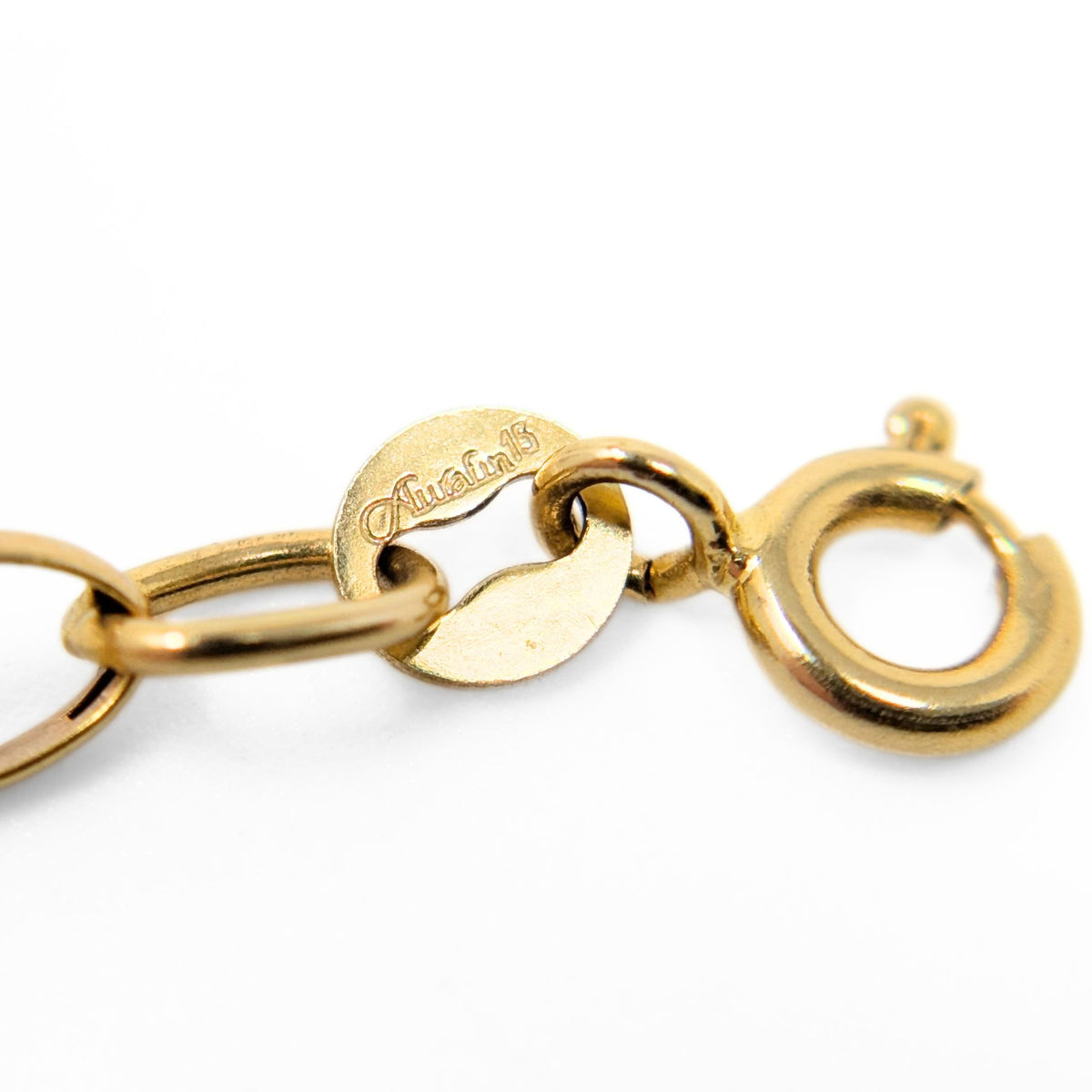 Vintage Aurafin Italy 14K Yellow Gold Oval Rolo Link Chain Necklace, 22”