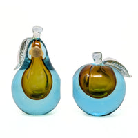 1950’s Murano Sommerso Glass 5" & 7" Fruit Bookends/Sculptures, Alfredo Barbini