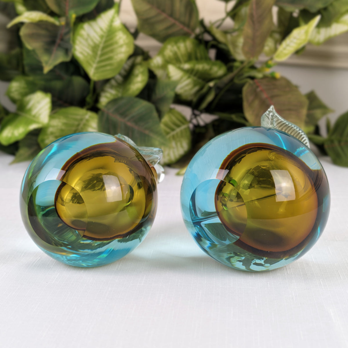1950’s Murano Sommerso Glass 5" & 7" Fruit Bookends/Sculptures, Alfredo Barbini