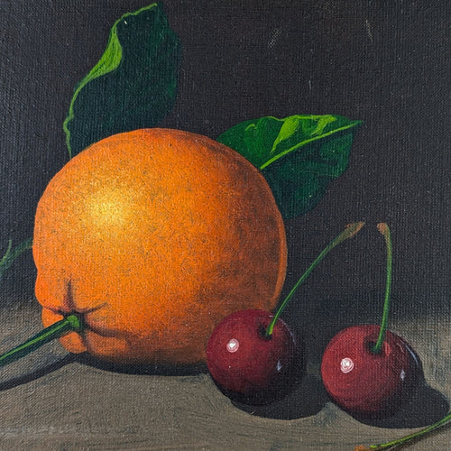 Antonio Gusini Original Signed Framed Oil Painting, Still Life Fruit (15x13)