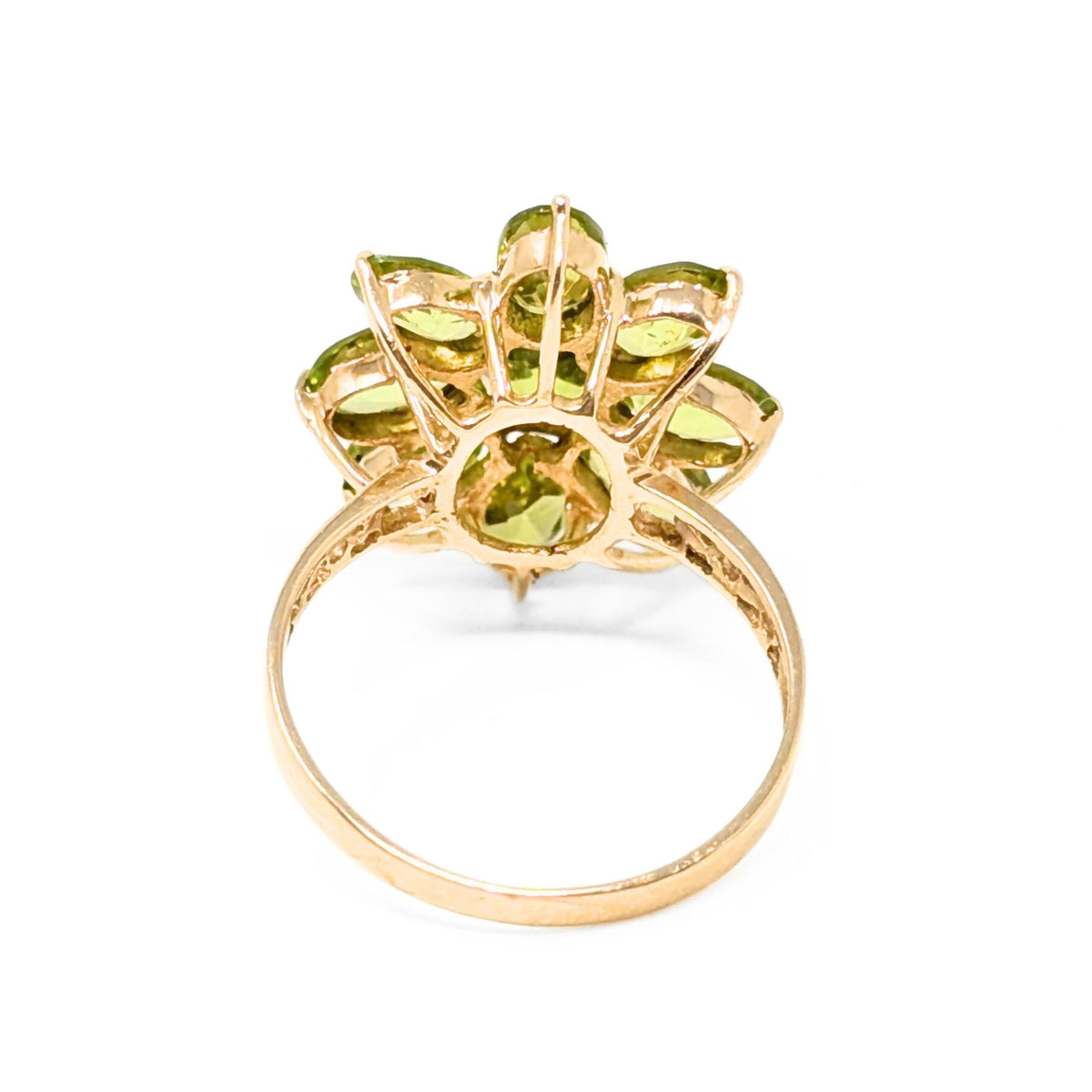 14K Gold Green Tourmaline Flower Ring - Size 7.25