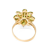 14K Gold Green Tourmaline Flower Ring - Size 7.25