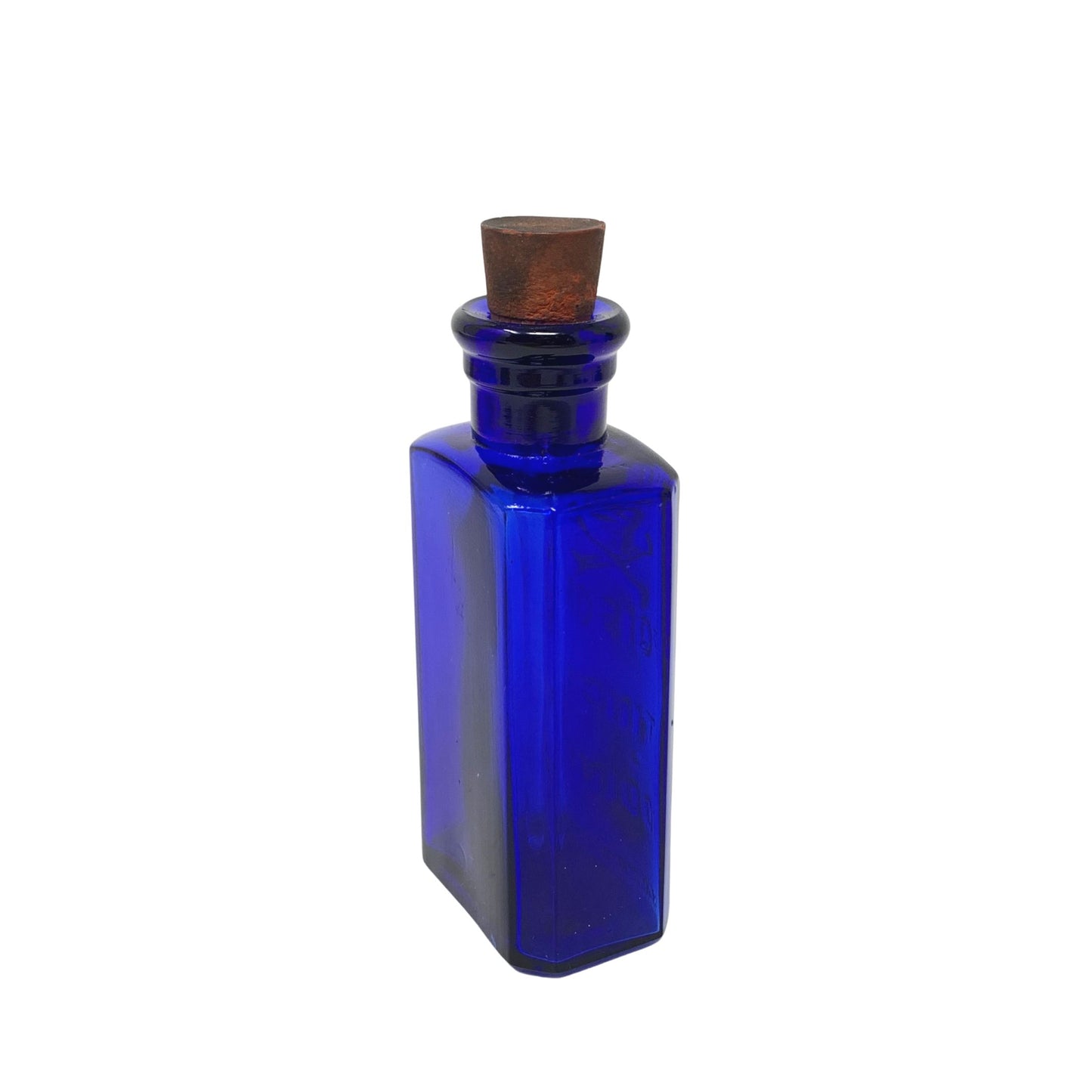 Antique Cobalt Iodine Poison Bottle With Original Applicator