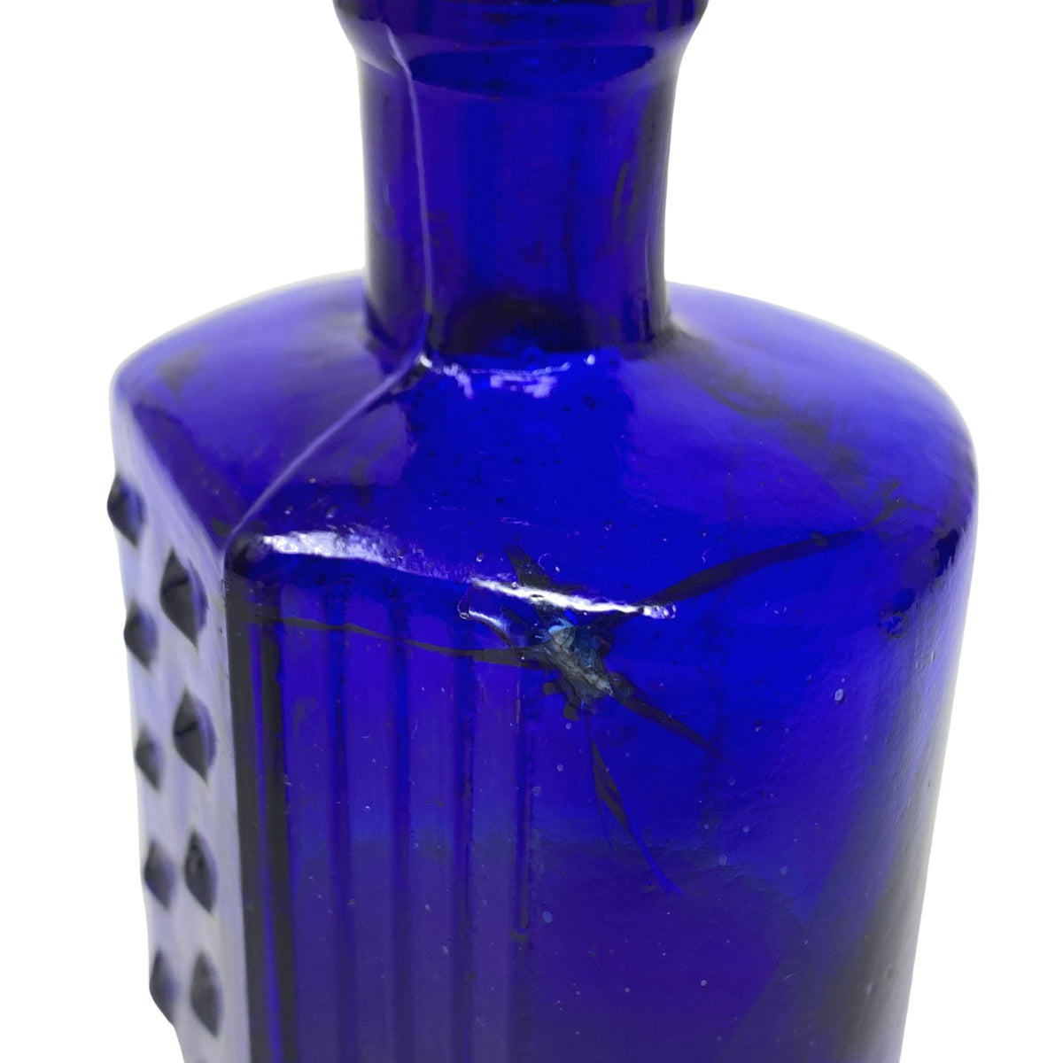 Antique BDH Hobnail Cobalt Glass Poison Bottle