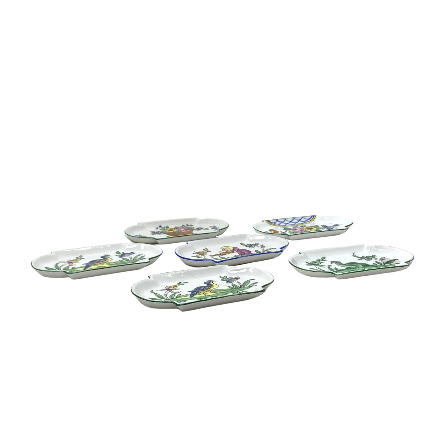 Aladin France Hand Painted Porcelain Butter Pats (6)