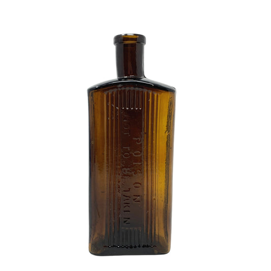 Antique English Amber Glass Poison Bottle