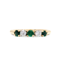 14K Gold Natural Emerald & Diamond Ring - Size 7.75