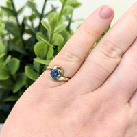 10K Gold Blue Topaz Solitaire Ring - Size 5.25