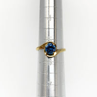 10K Gold Blue Topaz Solitaire Ring - Size 5.25