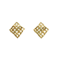 14K Gold 16mm Waffle Earring Jackets