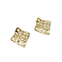 14K Gold 16mm Waffle Earring Jackets