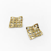 14K Gold 16mm Waffle Earring Jackets