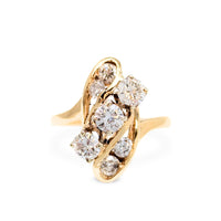 14K Gold 1.15tcw 7 Diamond Cocktail Ring - Size 7.25