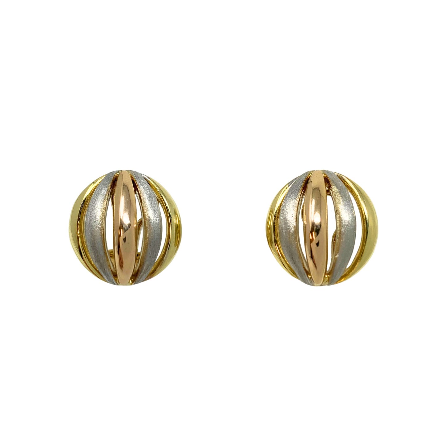 18K Italian Tri-Gold Mellon Earrings