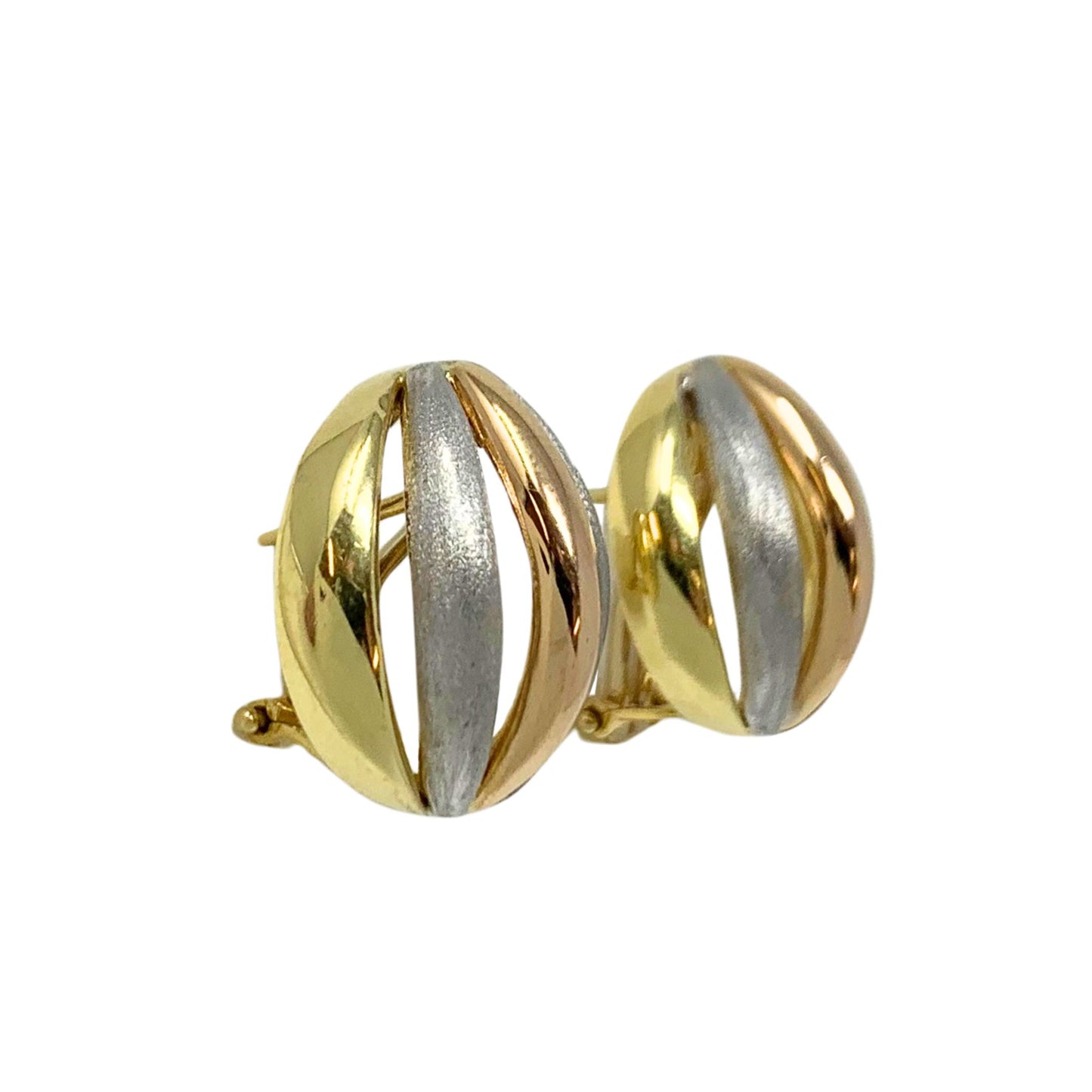 18K Italian Tri-Gold Mellon Earrings