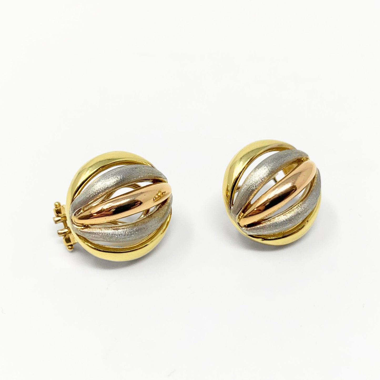 18K Italian Tri-Gold Mellon Earrings