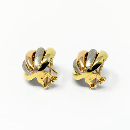 18K Italian Tri-Gold Mellon Earrings