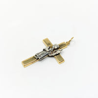 14K Gold & Sterling Silver Angel Cross Pendant