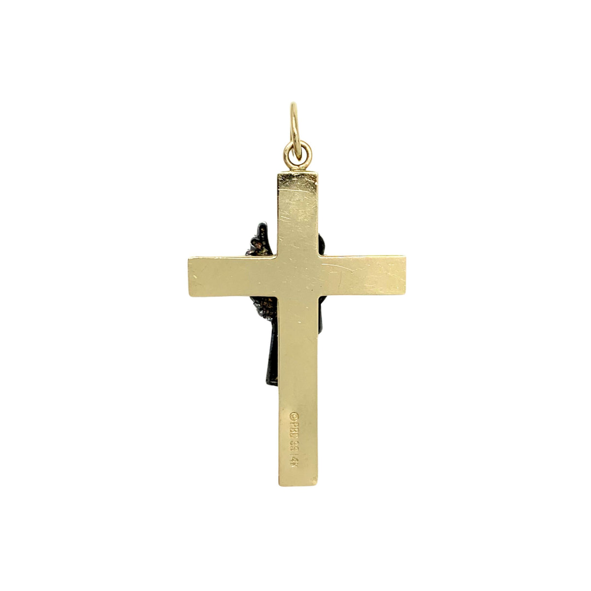 14K Gold & Sterling Silver Angel Cross Pendant