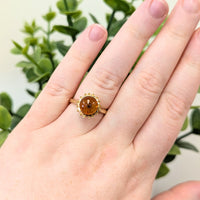 Amber Guild 14K Gold Amber Cabochon Ring - Size 8.5