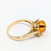 Amber Guild 14K Gold Amber Cabochon Ring - Size 8.5