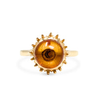 Amber Guild 14K Gold Amber Cabochon Ring - Size 8.5