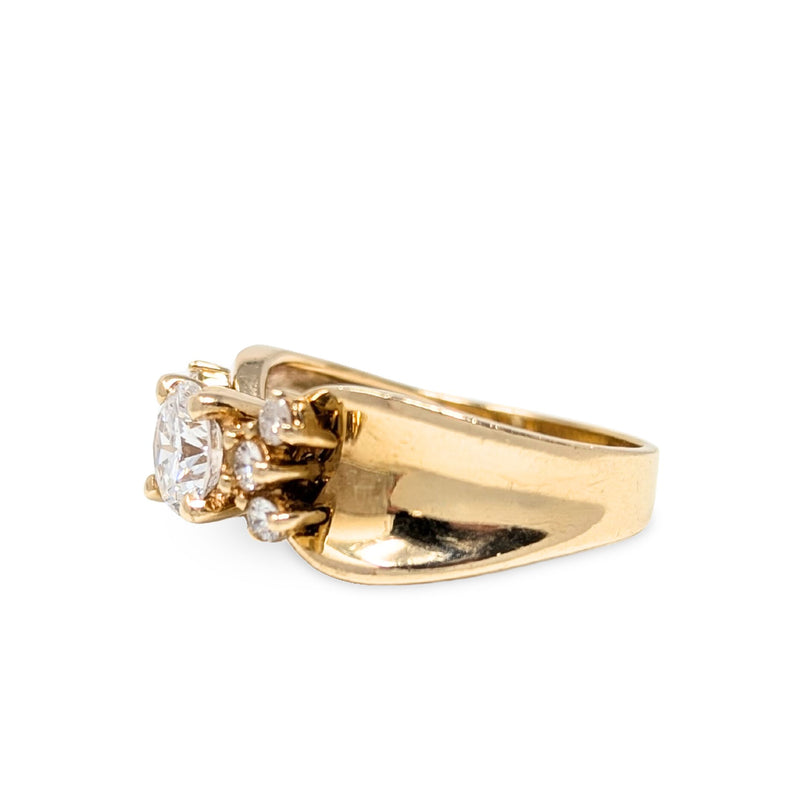 14K Gold Ribbon Band Diamond Ring - Size 7