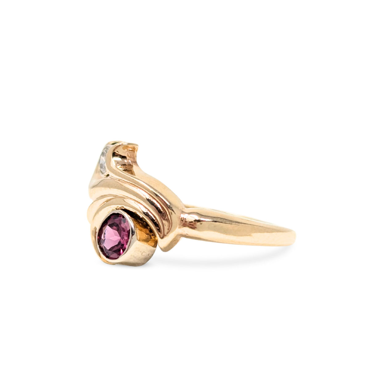 14K Gold Diamond & Garnet Ring - Size 5