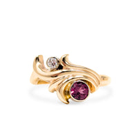 14K Gold Diamond & Garnet Ring - Size 5