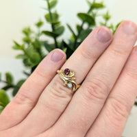 14K Gold Diamond & Garnet Ring - Size 5