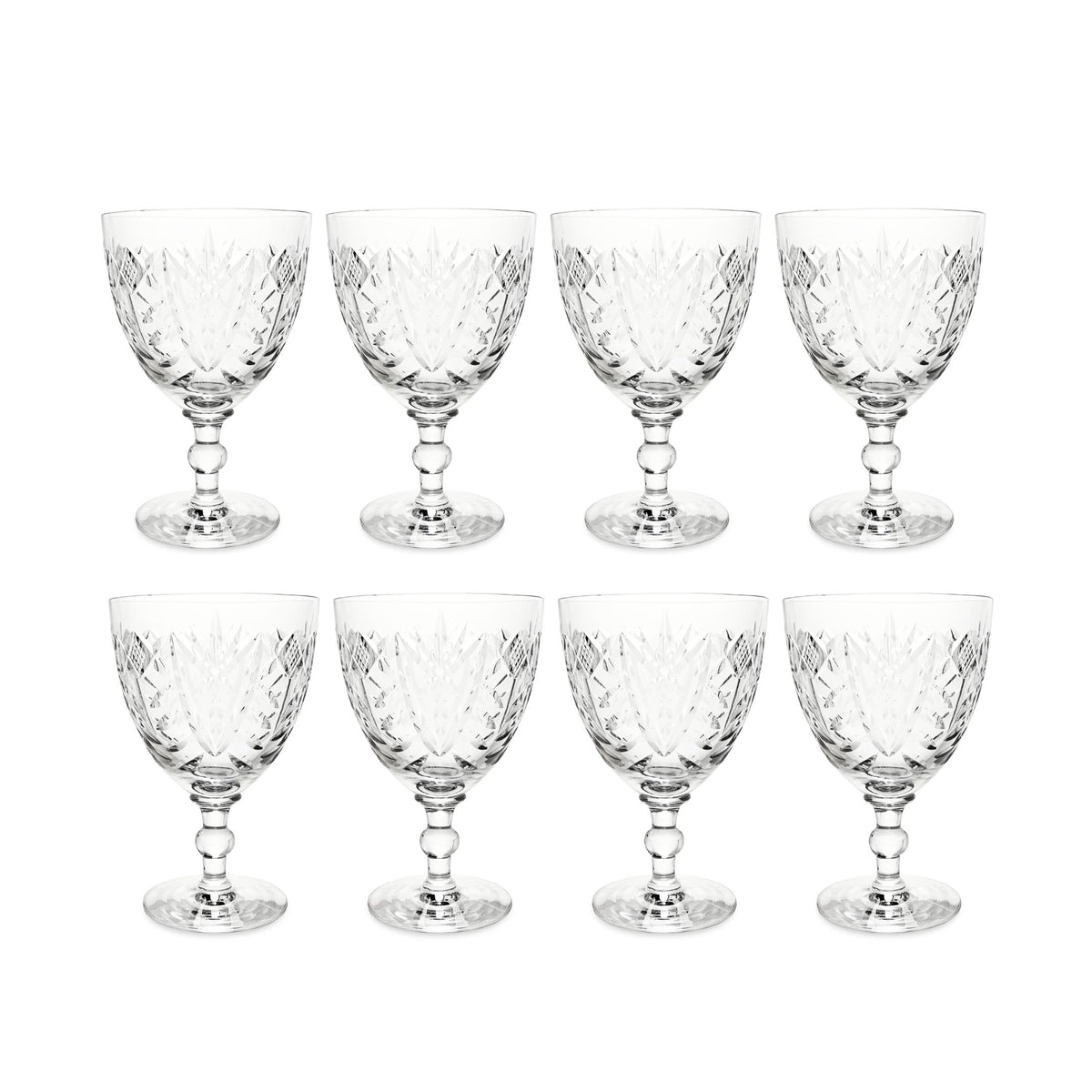 Webb Corbett Cut Rock Crystal Water Goblets (8) WEC21