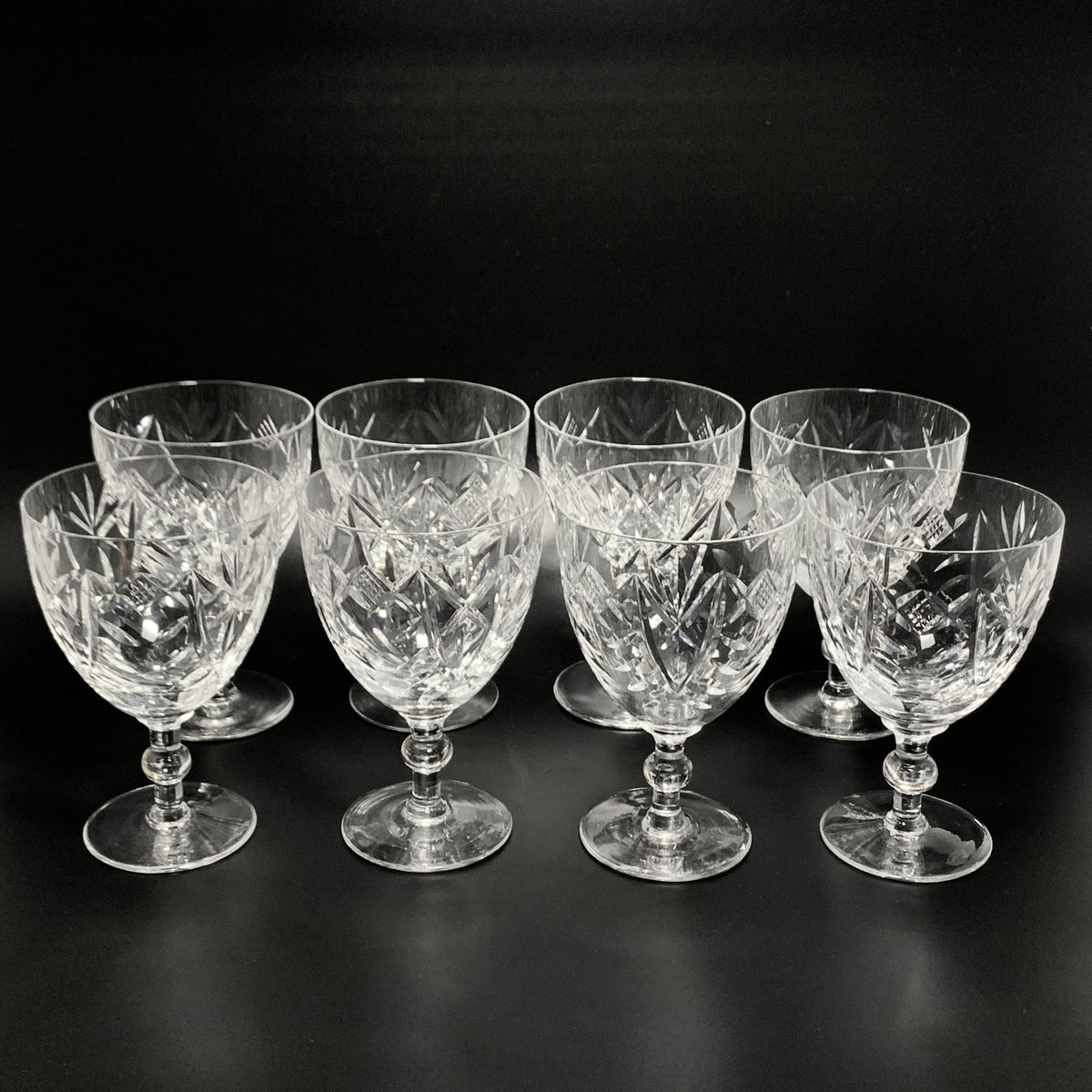 Webb Corbett Cut Rock Crystal Water Goblets (8) WEC21