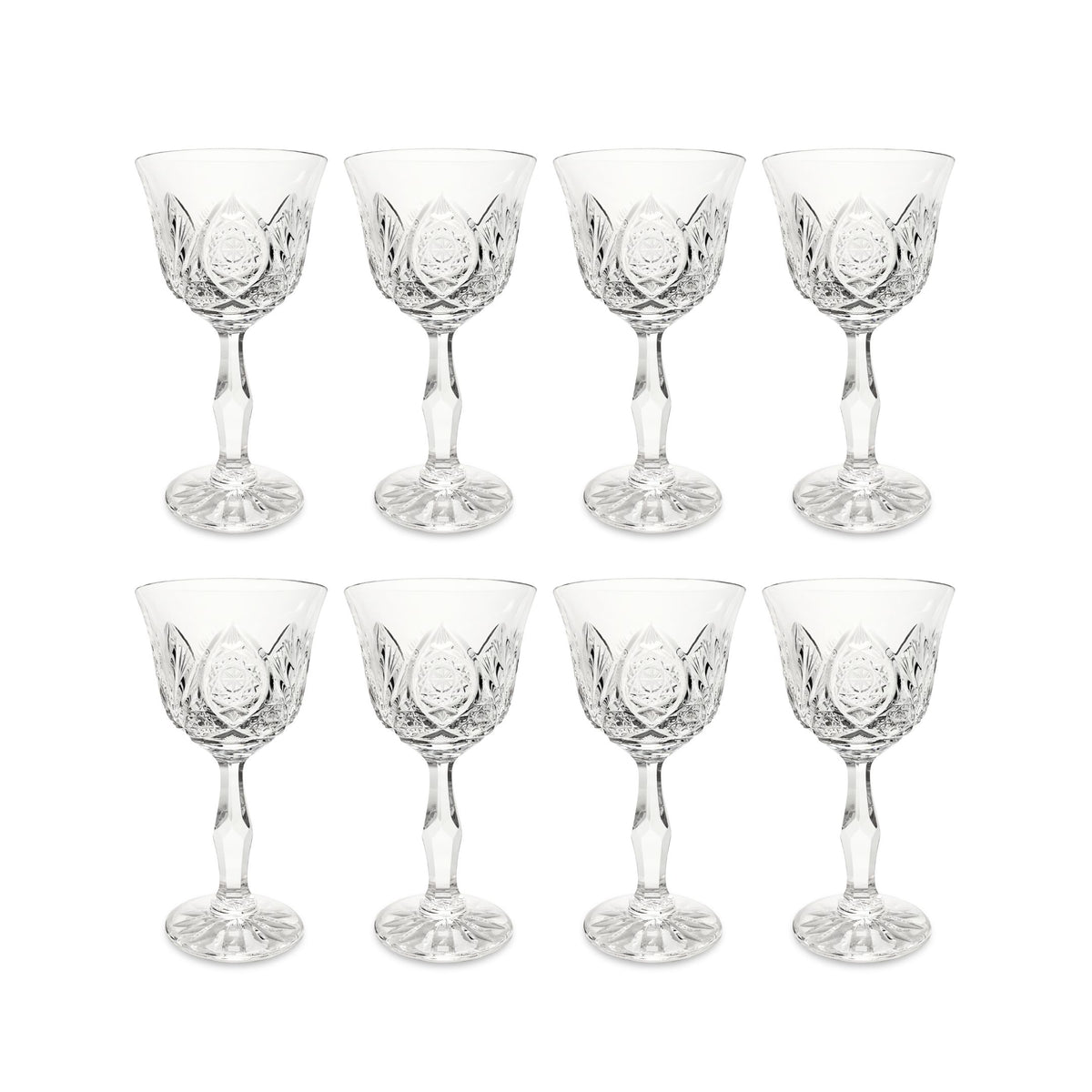 Vintage Cut Crystal Wine Glasses (8)