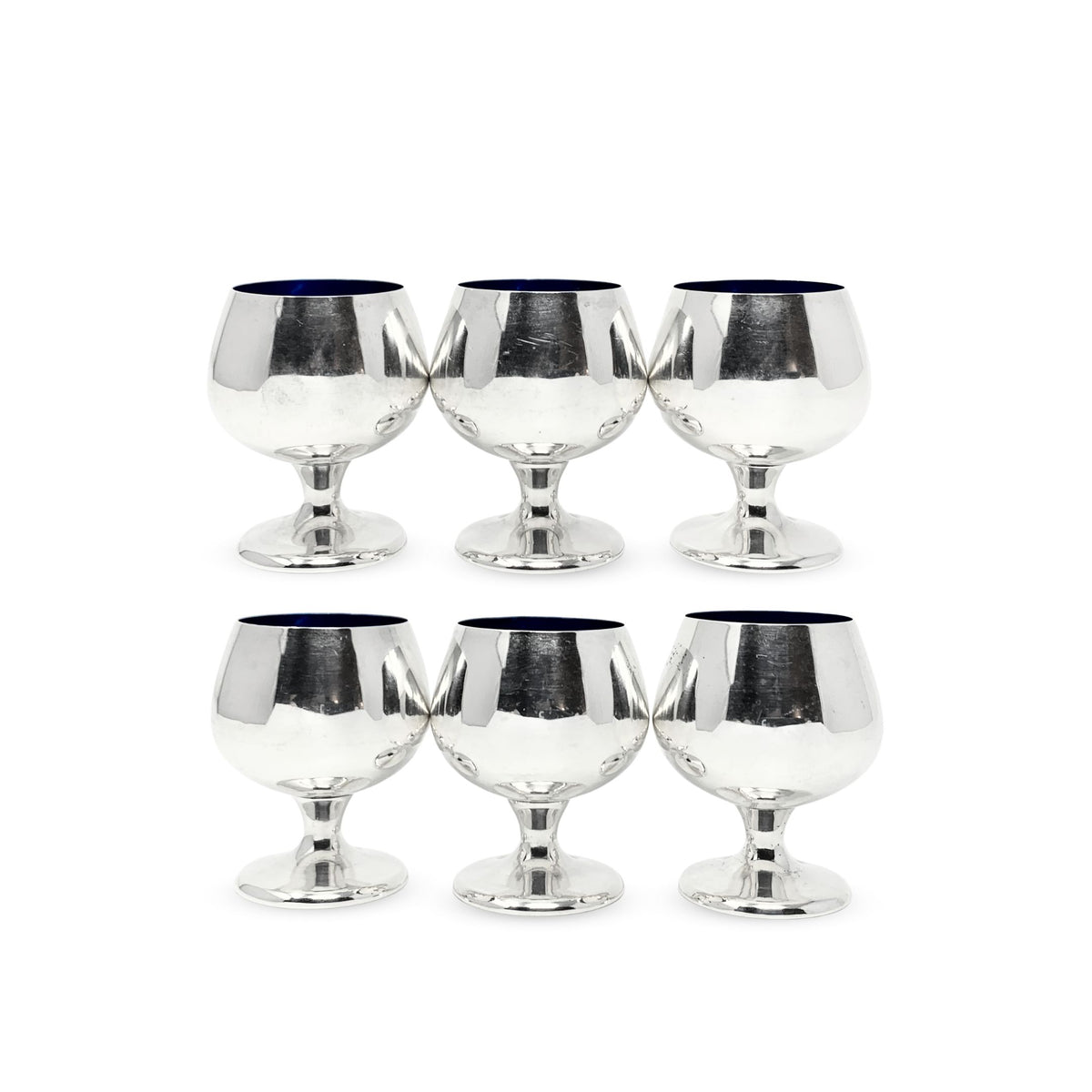 Gorham Cobalt Enameled Sterling Cordial Cups (6)