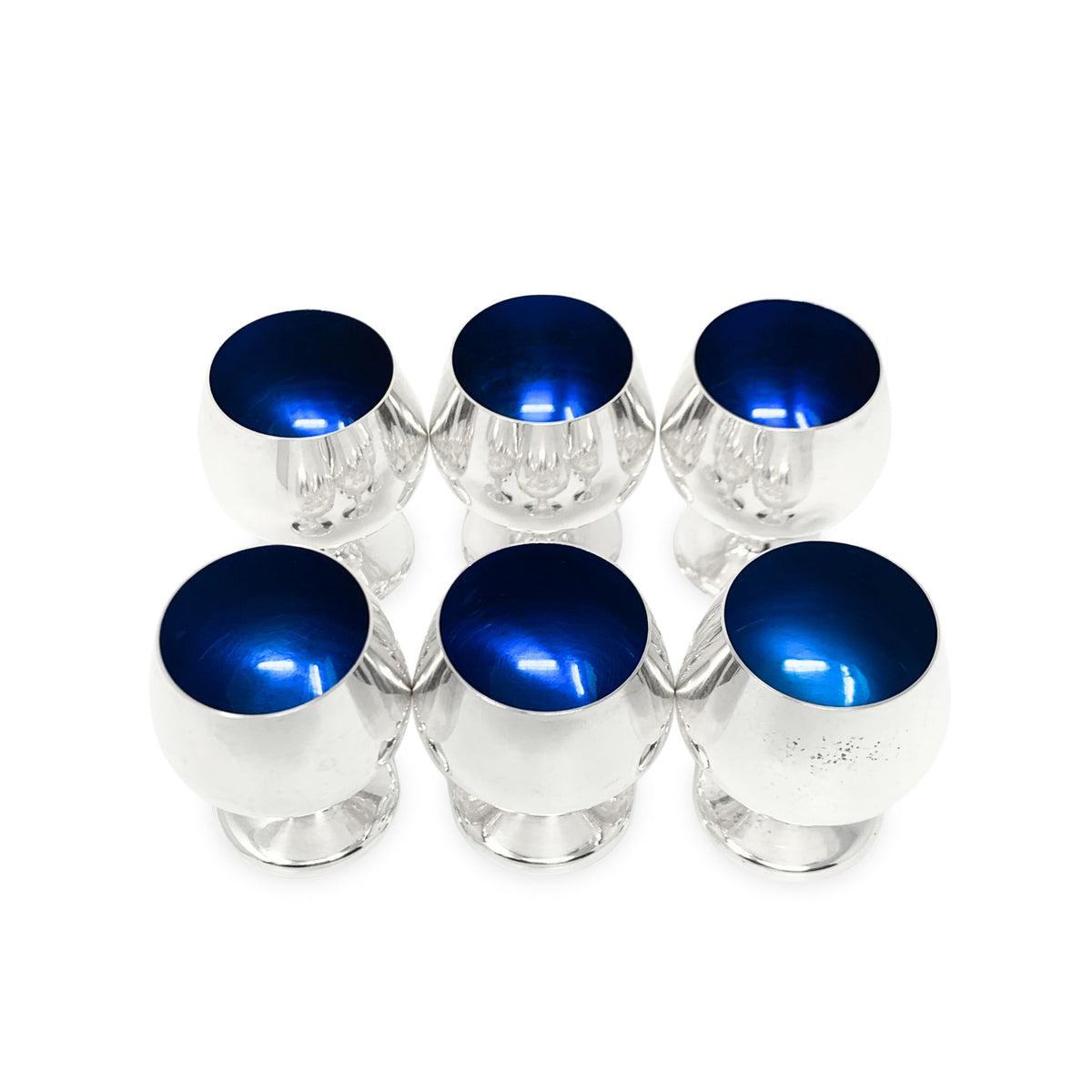 Gorham Cobalt Enameled Sterling Cordial Cups (6)