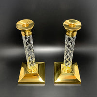 Waterford Crystal and Brass "Cambridge" Candlesticks (Pair)