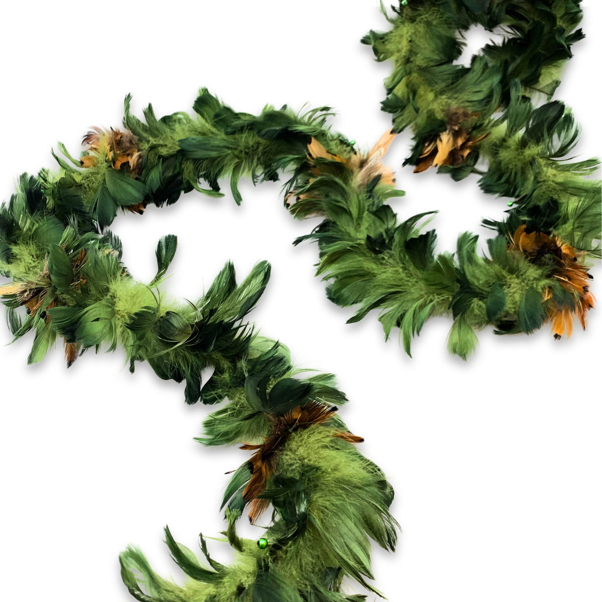 Dyed & Beaded Natural Feather Garland (8ft, Set of 5)