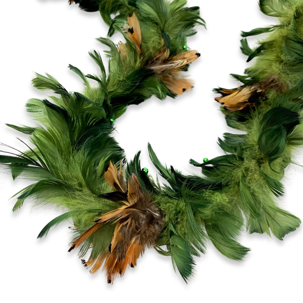 Dyed & Beaded Natural Feather Garland (8ft, Set of 5)