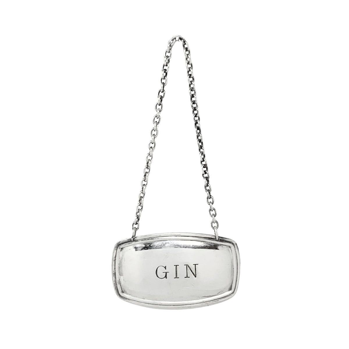 Plato English Silverplate (4) Decanter Labels (Gin, Vermouth, Scotch, Bourbon)